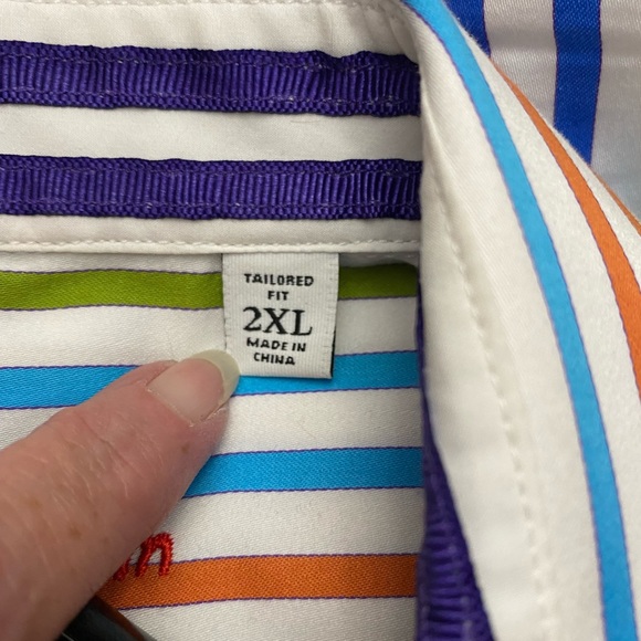 Mens Robert Graham Colorful Stripe Flip Cuff Button Down Shirt LS 2XL XXL - Picture 10 of 14